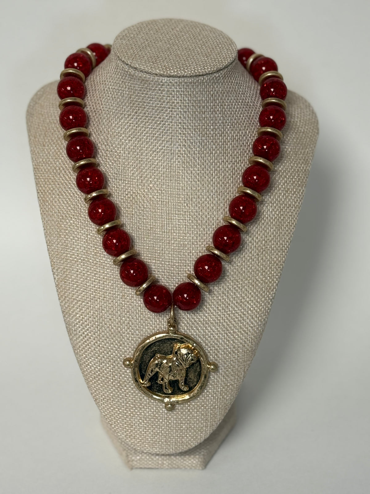 Game day Bulldog & Bead Necklace