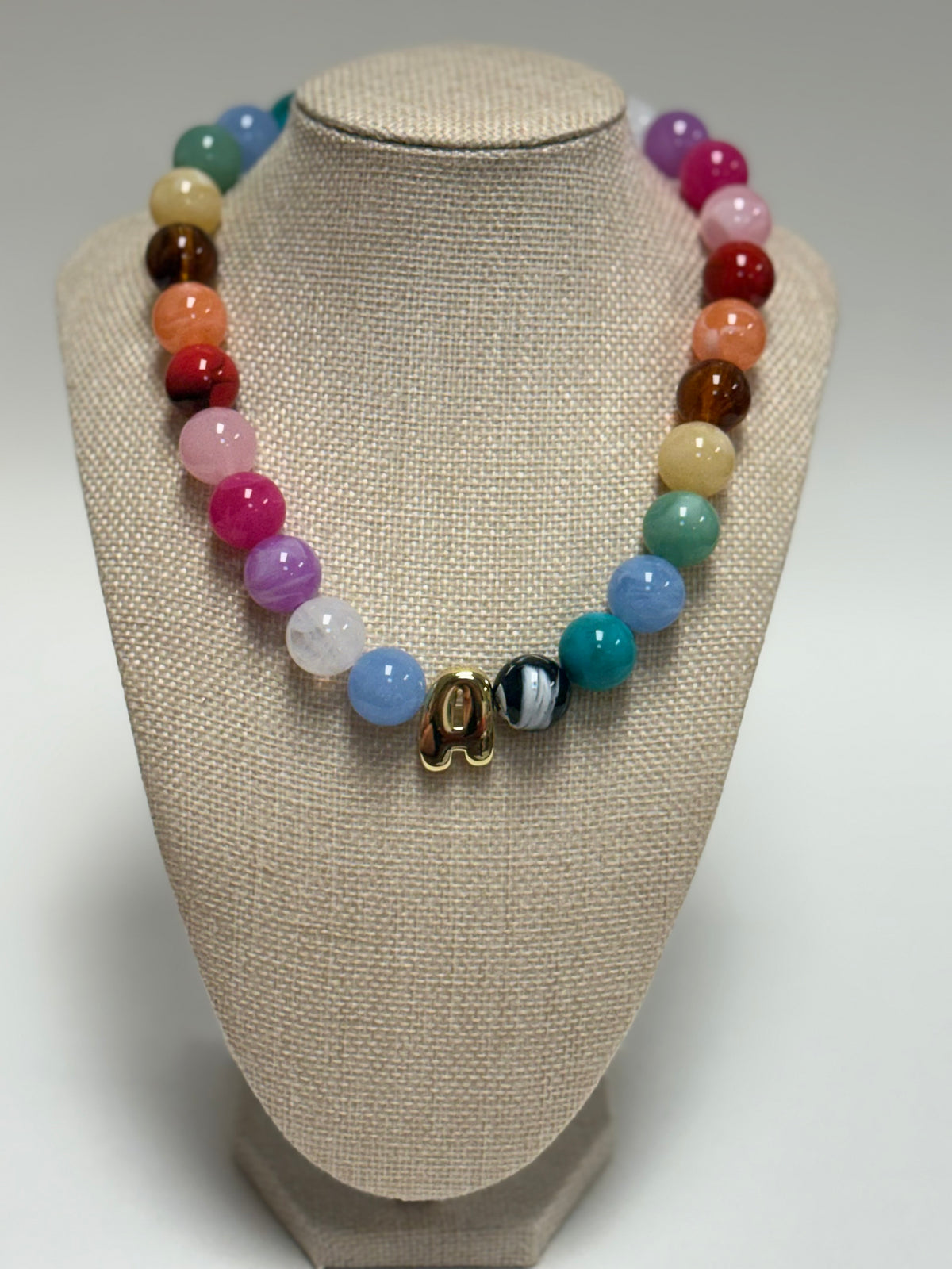 Initial Multicolor Bubble Necklace