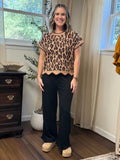 Ruffle Stretch Pants: Black