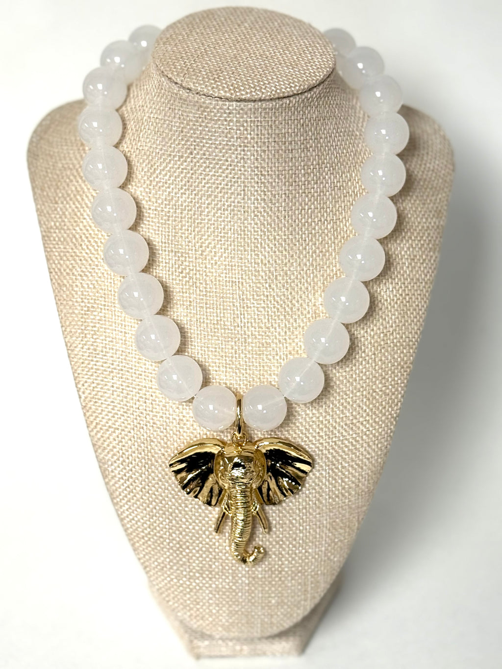 White Ball Elephant Pendant Necklace