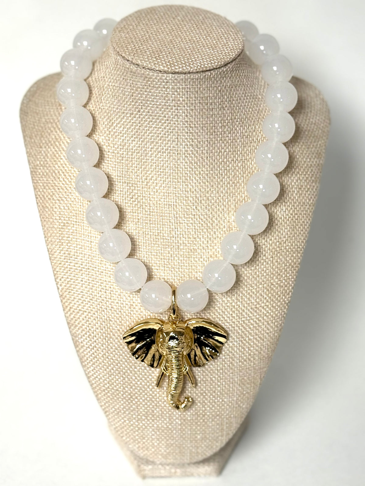 White Ball Elephant Pendant Necklace
