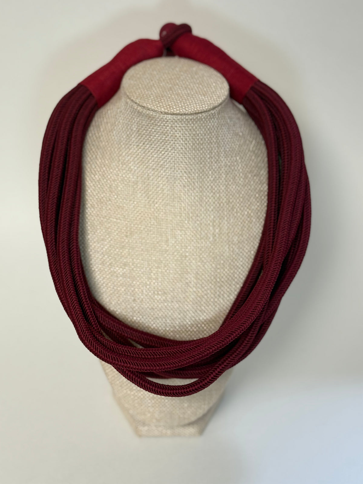 8 Strand Slub Necklace-Burgundy