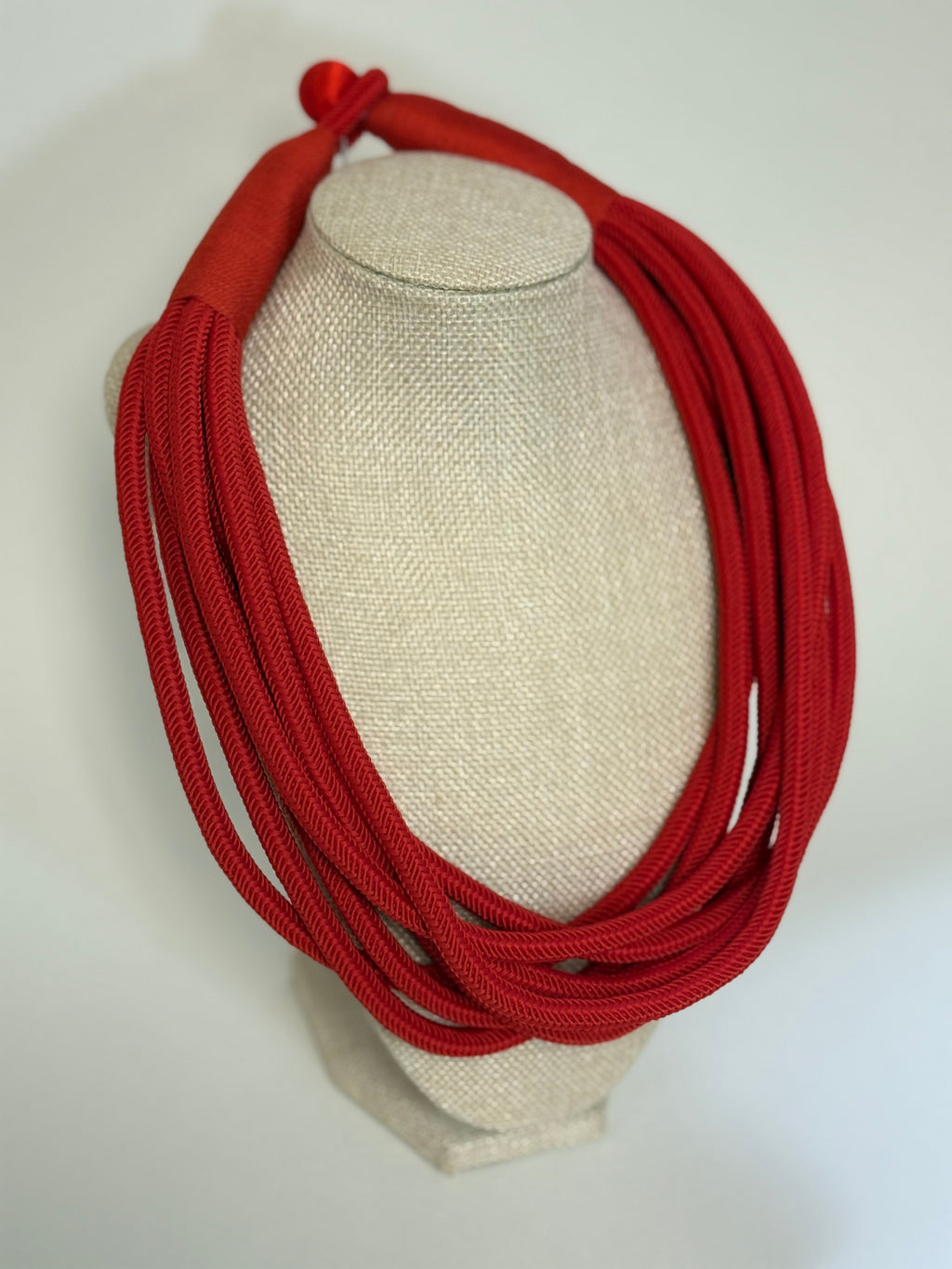 8 Strand Slub Necklace-Red