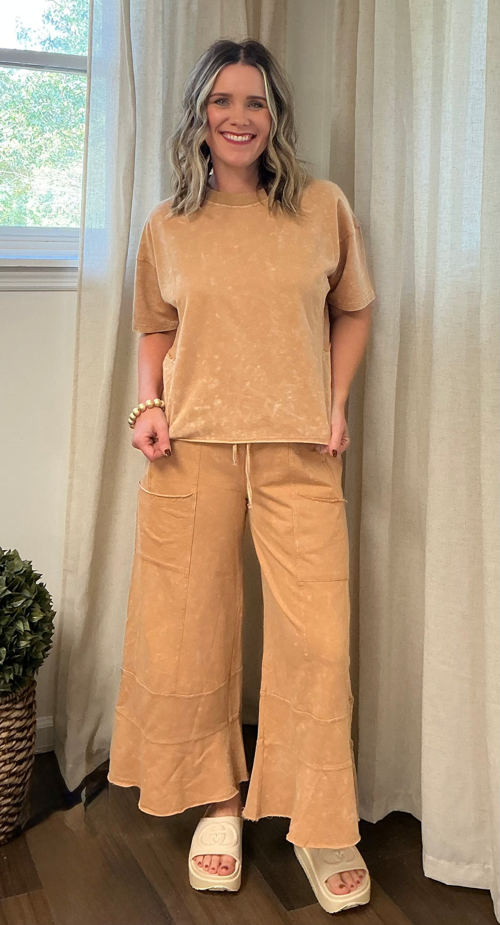 French Terry Pant Set: Tan