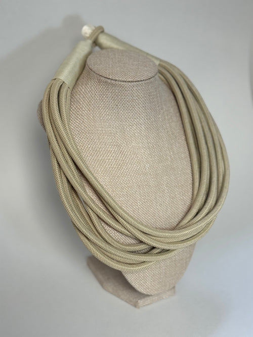 8 Strand Slub Necklace-Beige