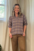 Plaid Top: Brown/ Blue