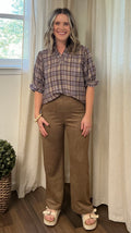 Faux Suede Pants: Brown