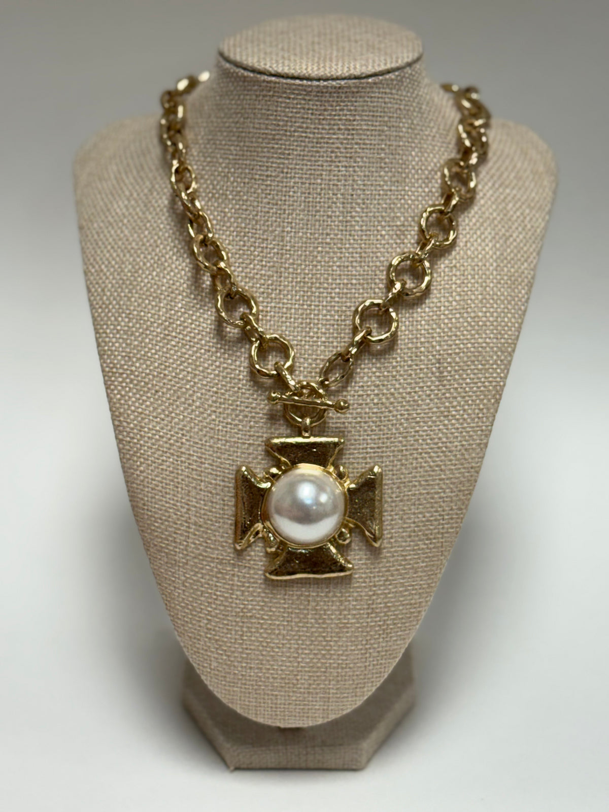 Byzantine Cross Pearl Necklace
