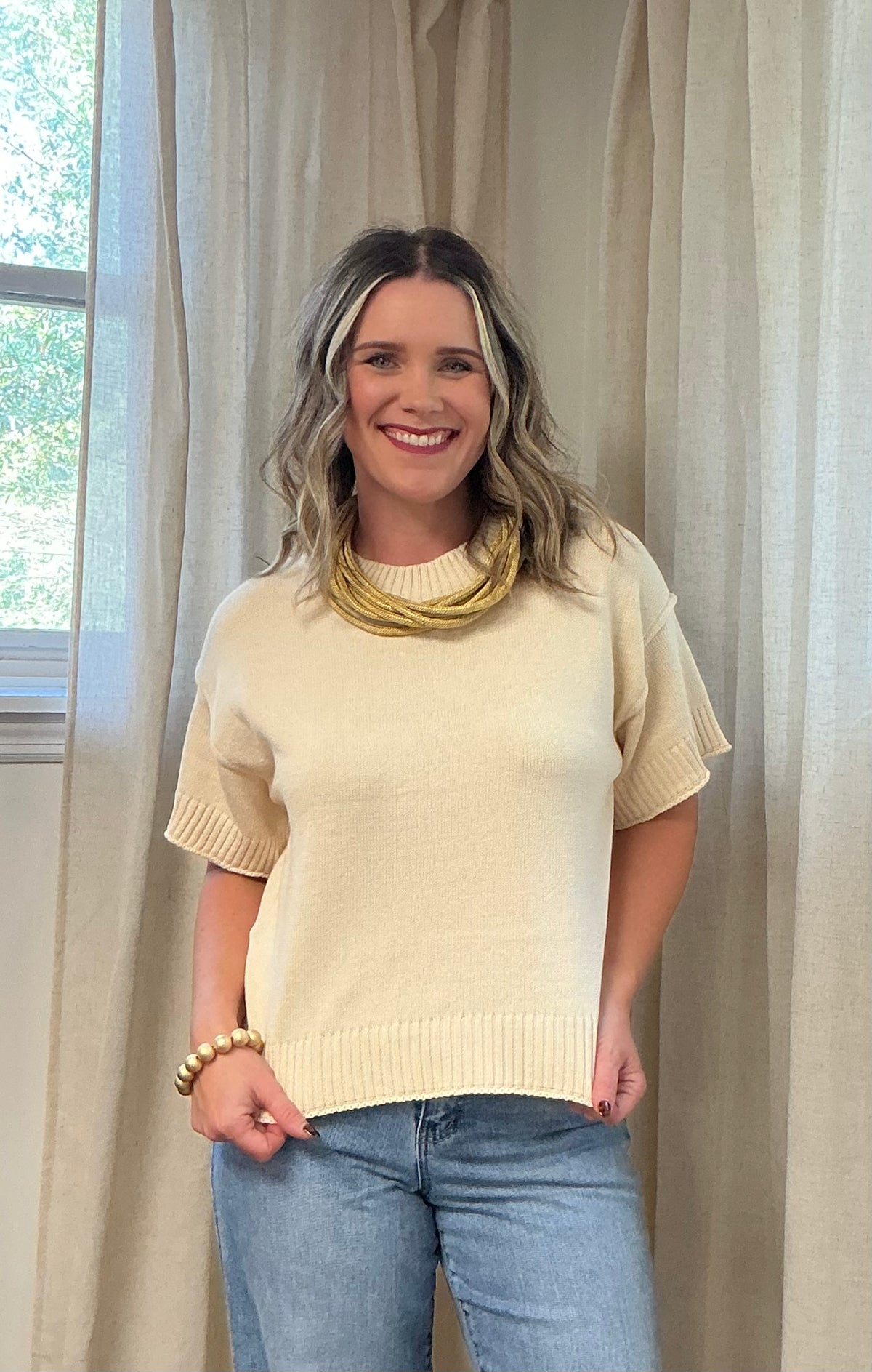 Reverse Seam Sweater: Ivory