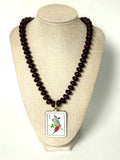 Mahjong Bird Pendant Necklace-Wine