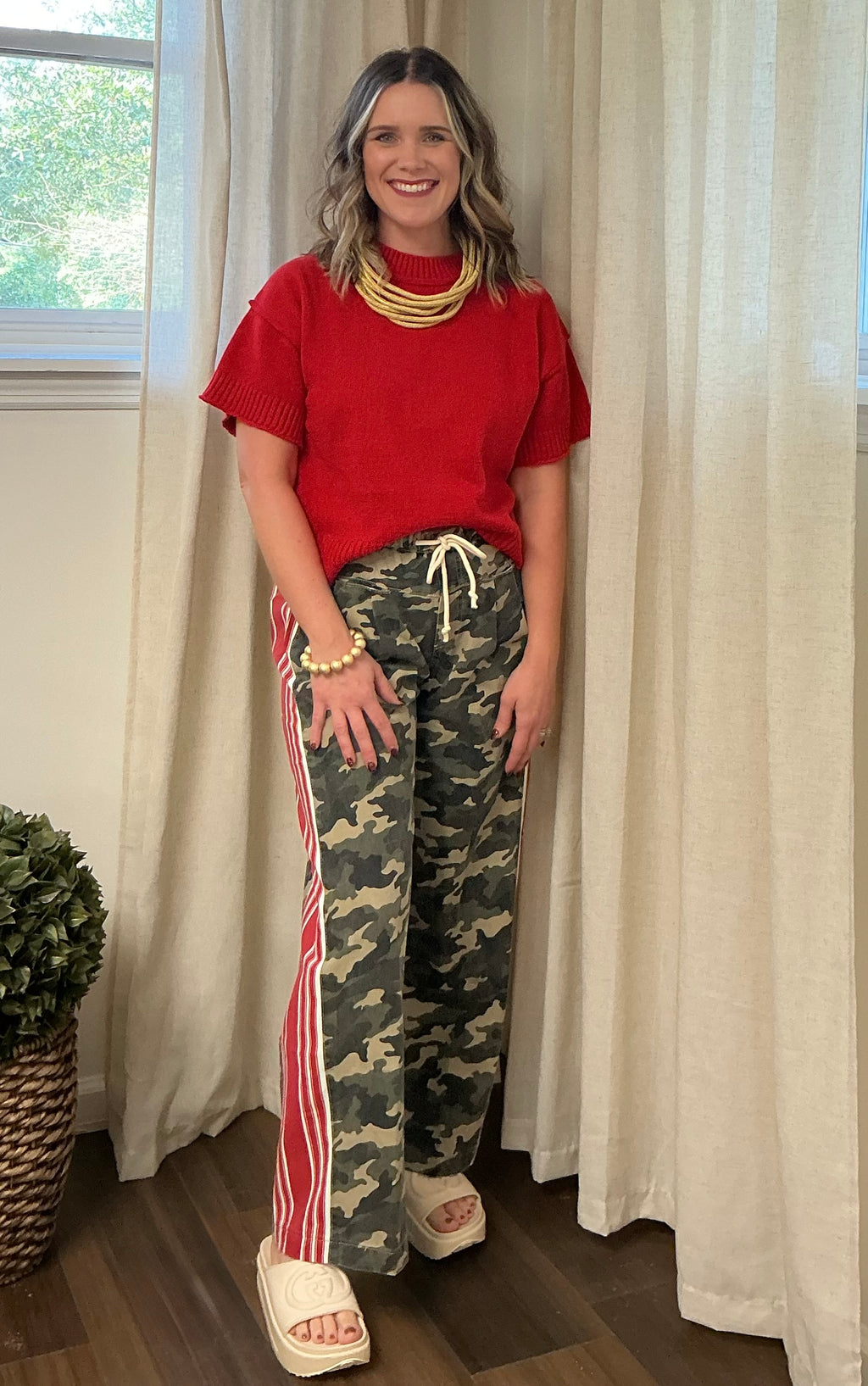 Camo/ Red Trim Pants
