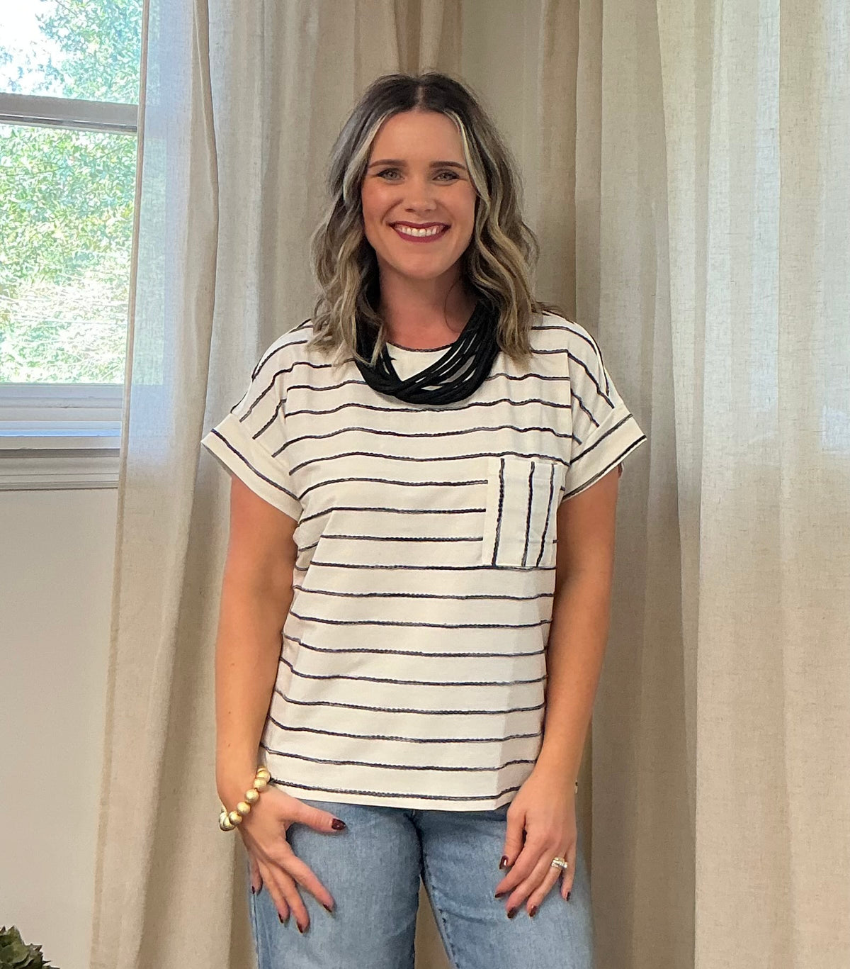 Like Love Stripe Top: Black