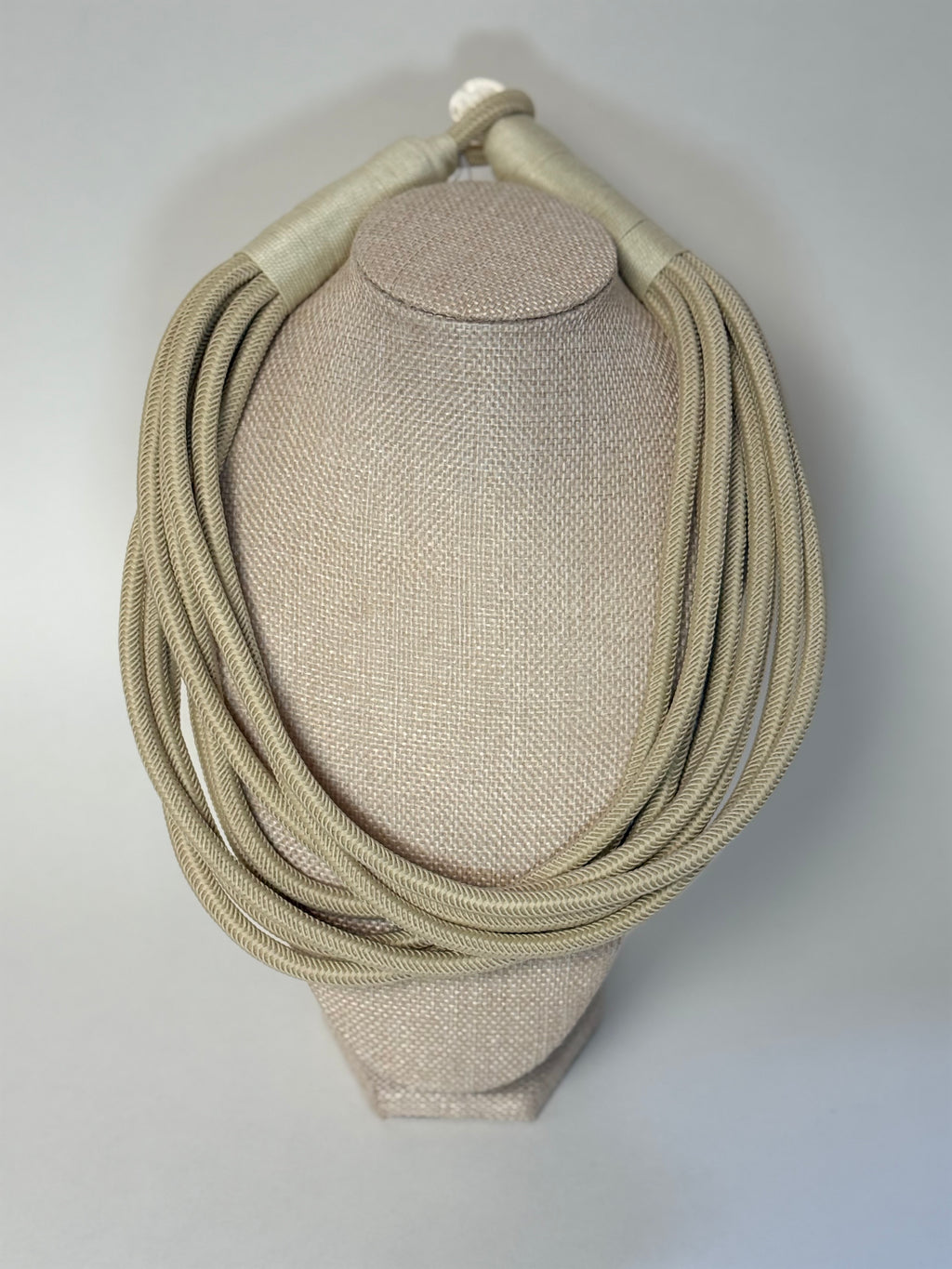8 Strand Slub Necklace-Beige