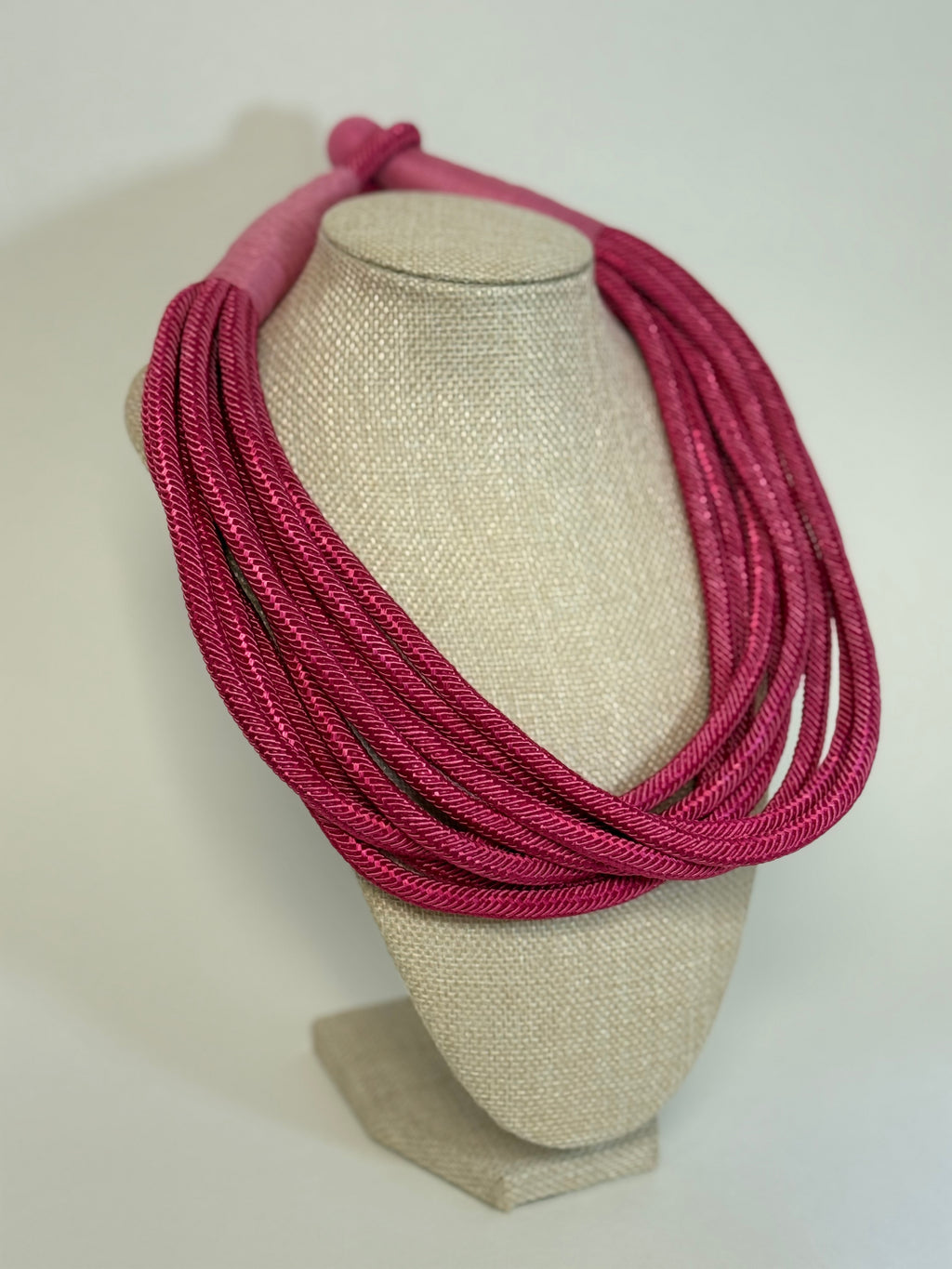 Slub 8 Strand Necklace- Fuchsia