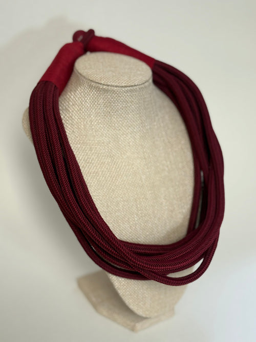 8 Strand Slub Necklace-Burgundy