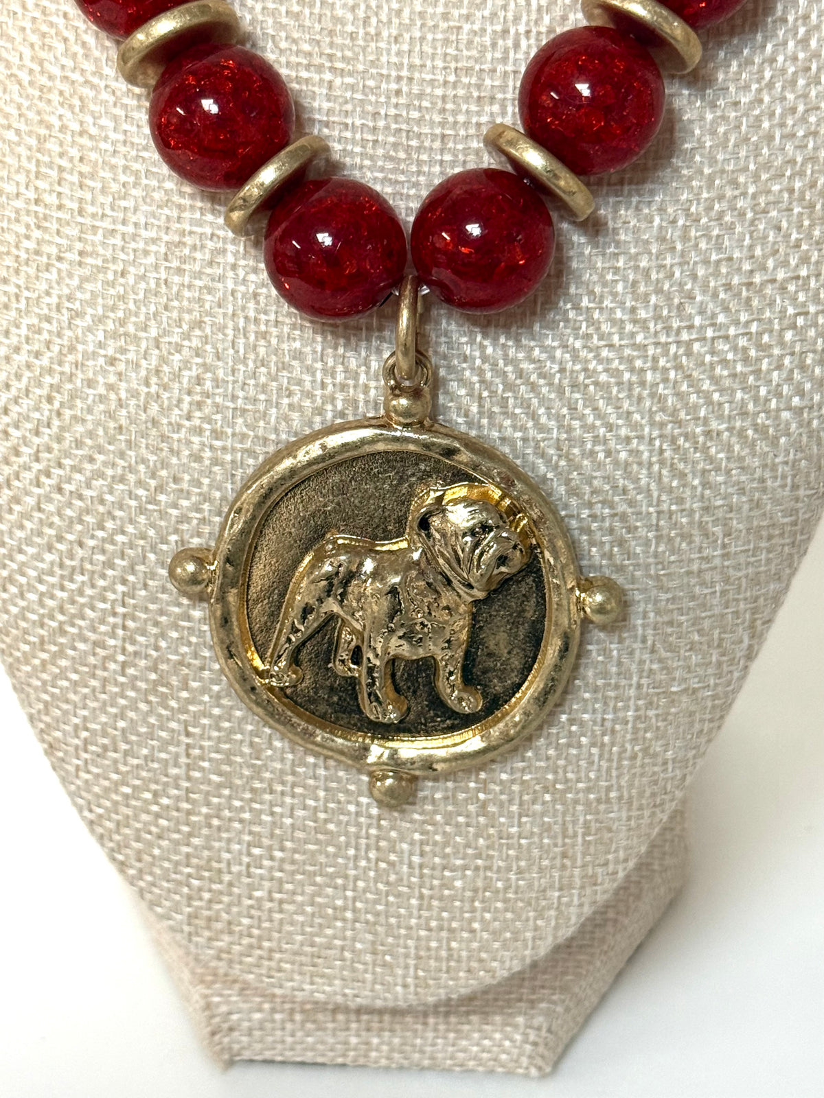 Game day Bulldog & Bead Necklace