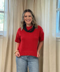 Reverse Seam Sweater: Red
