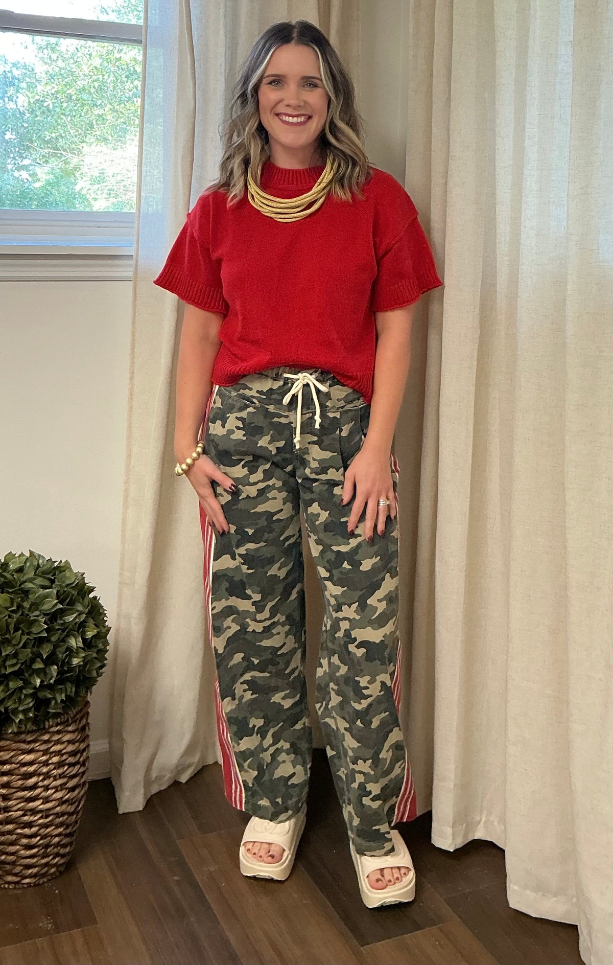Camo/ Red Trim Pants