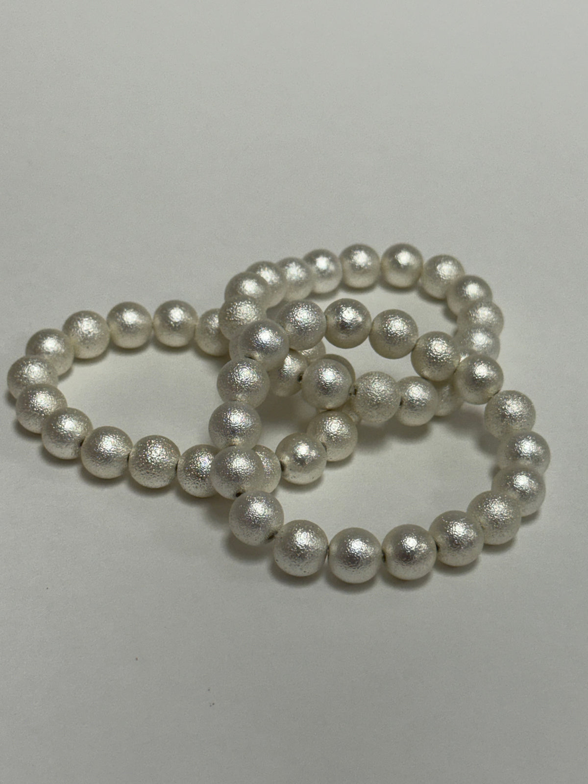 Textured Ball Elastic Bracelet- Worn Silver