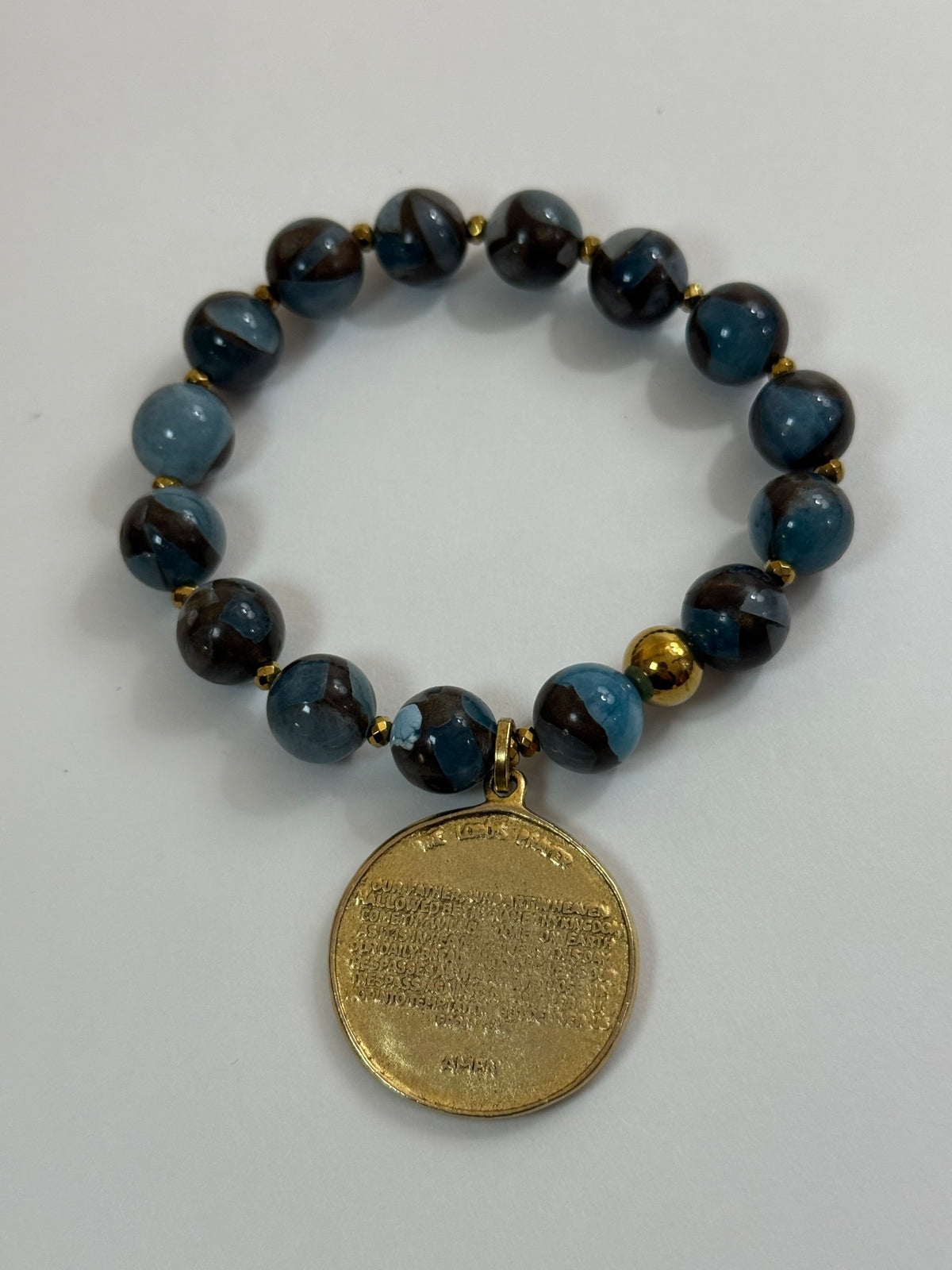 The Lord’s Prayer Elastic Bracelet-Blue/Brown