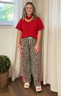 Leopard/ Red Stripe Pants
