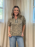 Mandy Zip Top: Leopard