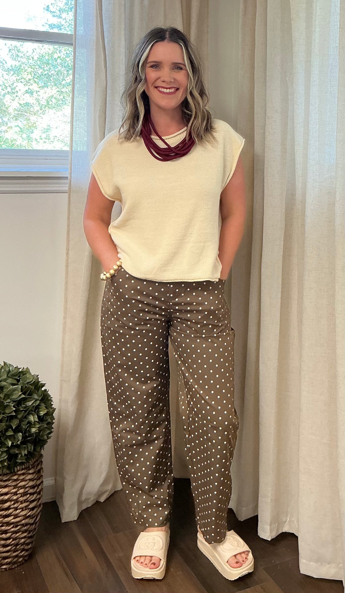 Polka Dot Pants: Brown