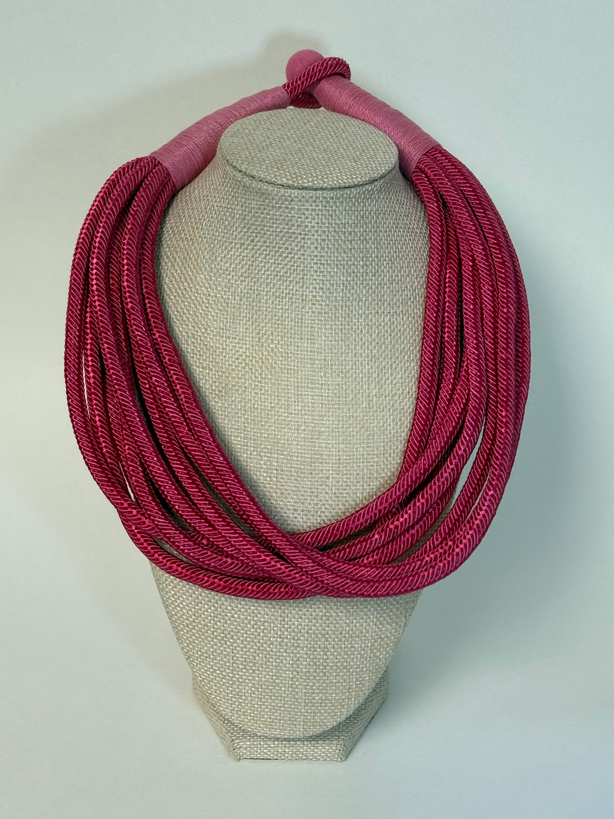 Slub 8 Strand Necklace- Fuchsia