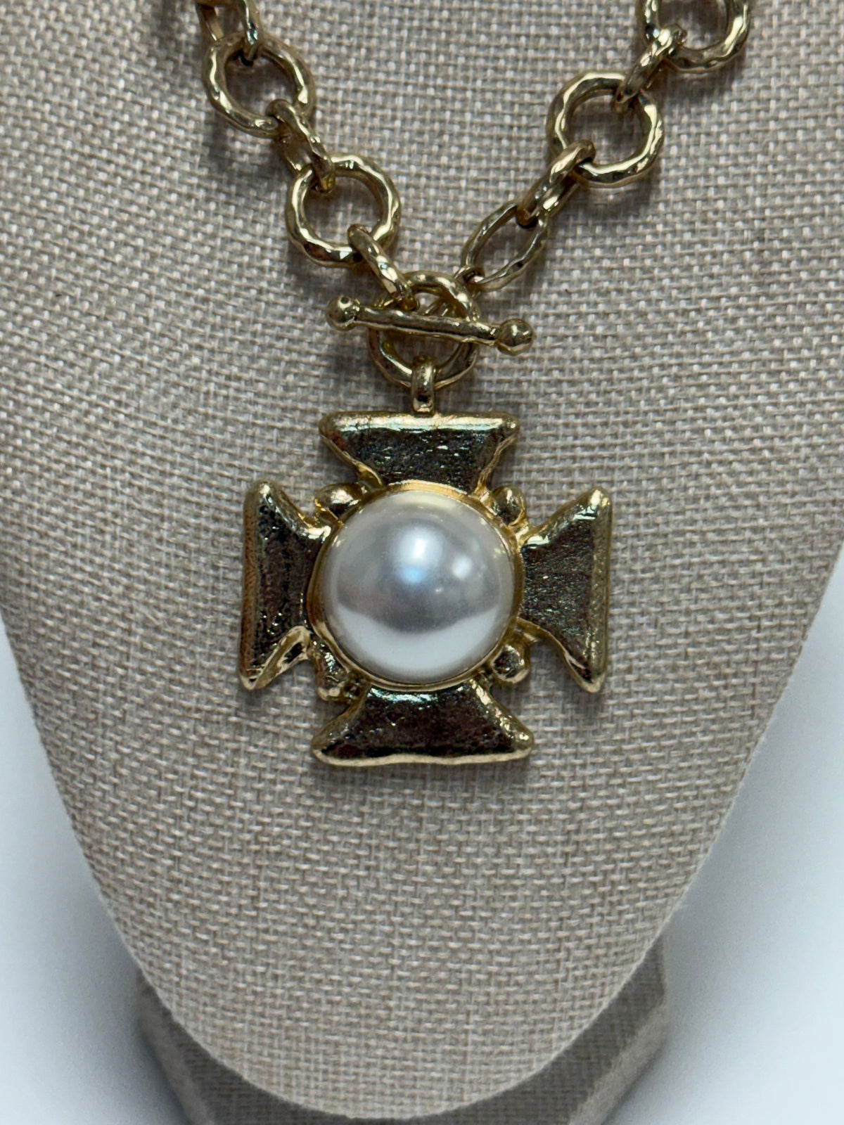 Byzantine Cross Pearl Necklace