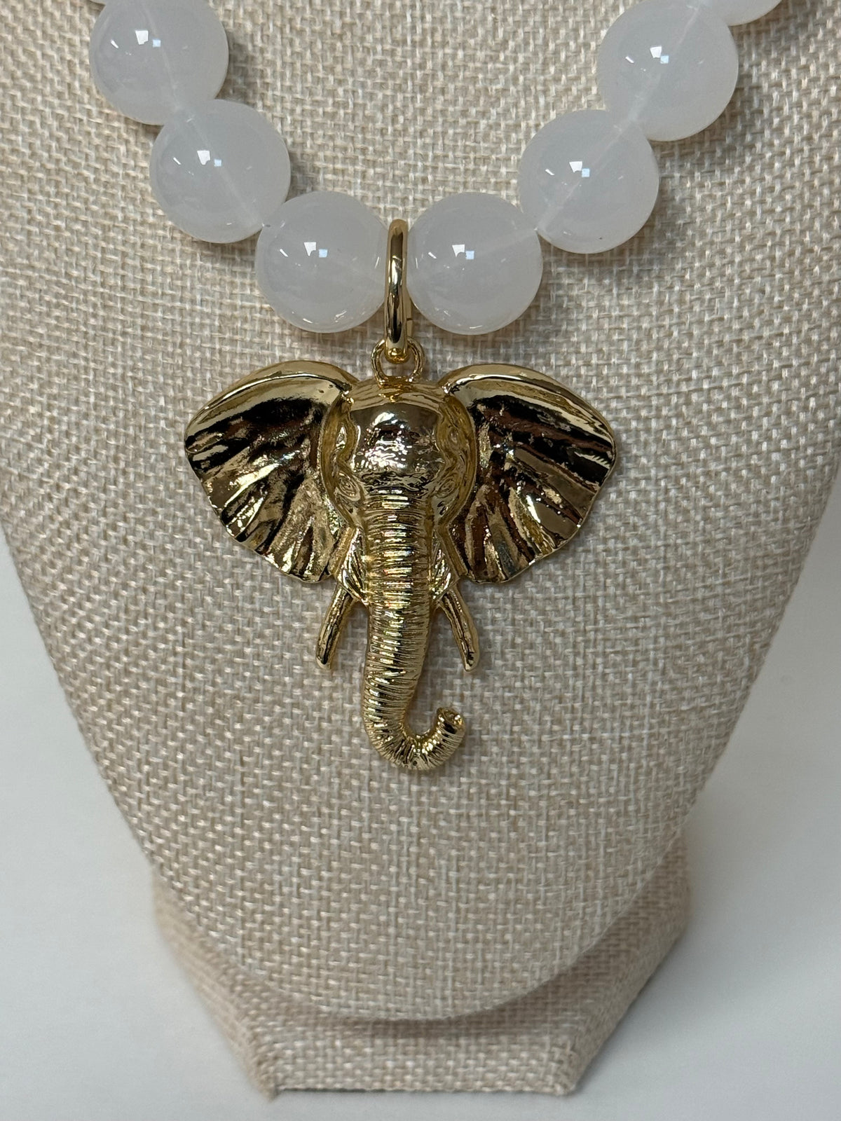 White Ball Elephant Pendant Necklace
