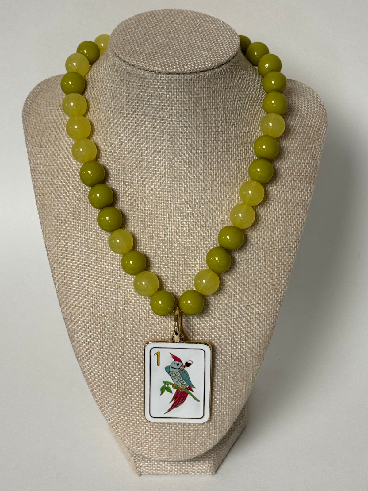 Mahjong Bird Pendant Necklace-Lime