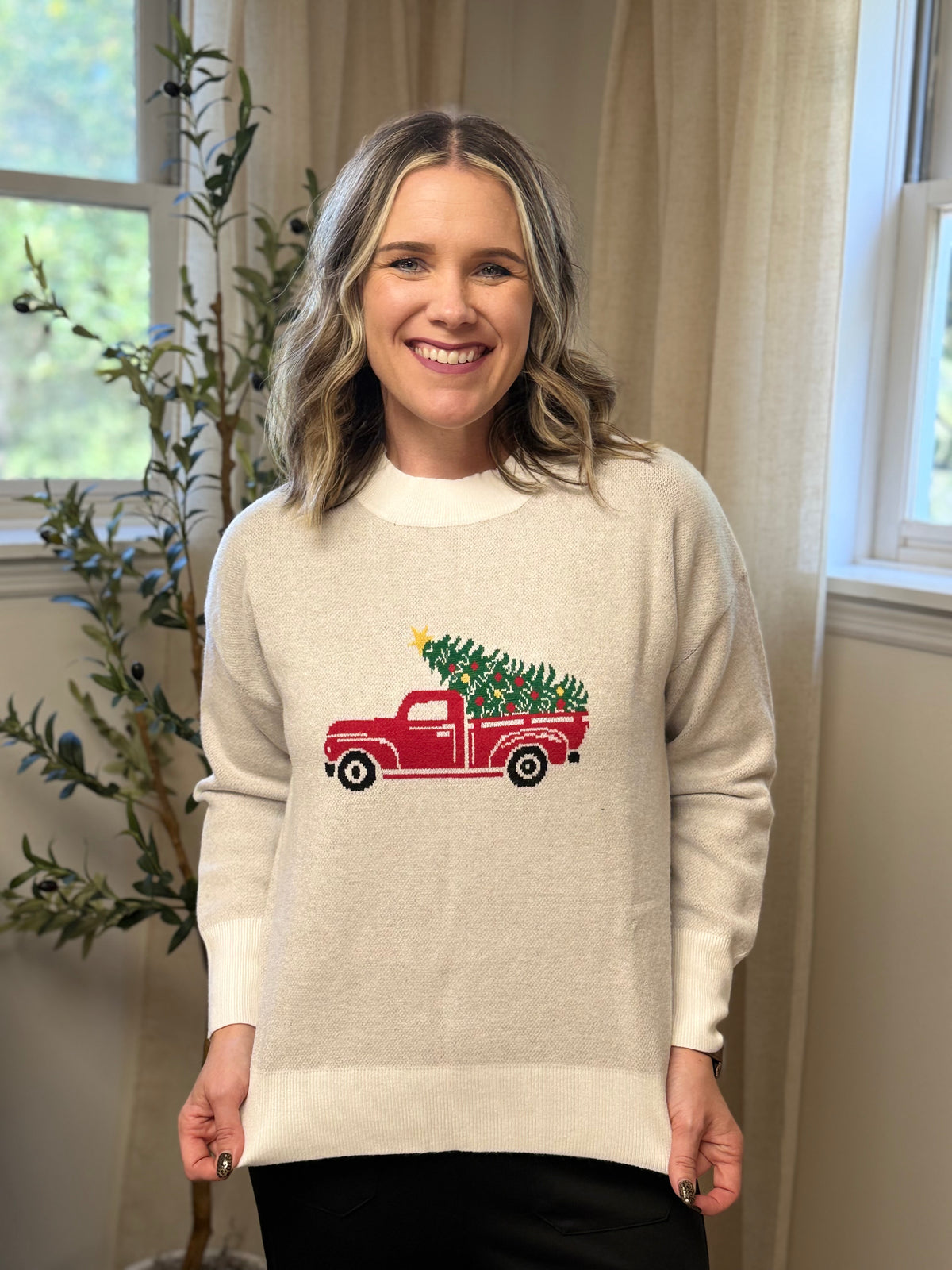 Retro Truck with Christmas Tree Sweater